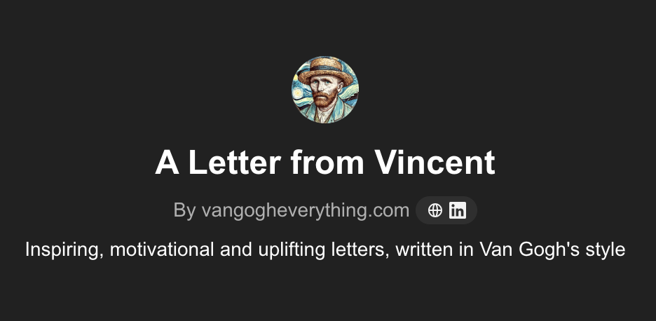A Letter from Vincent as it appears via ChatGPT