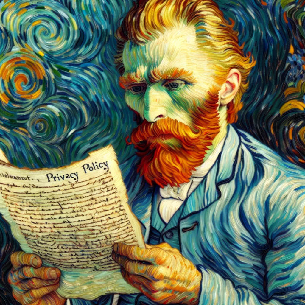 Van Gogh Reading a Privacy Policy - AI Generated